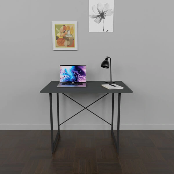 Γραφείο εργασίας Ustando  ανθρακί μελαμίνης-μαύρο μέταλλο 90x60x72εκ