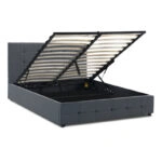 Κρεβάτι Iro υφασμάτινο με αποθηκευτικό χώρο χρώμα ανθρακί 160x200εκ.