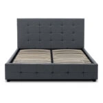 Κρεβάτι Iro υφασμάτινο με αποθηκευτικό χώρο χρώμα ανθρακί 160x200εκ.