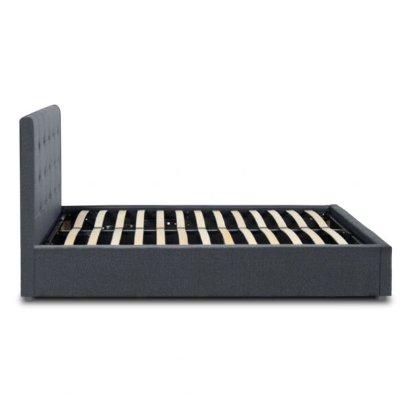 Κρεβάτι Iro υφασμάτινο με αποθηκευτικό χώρο χρώμα ανθρακί 160x200εκ.