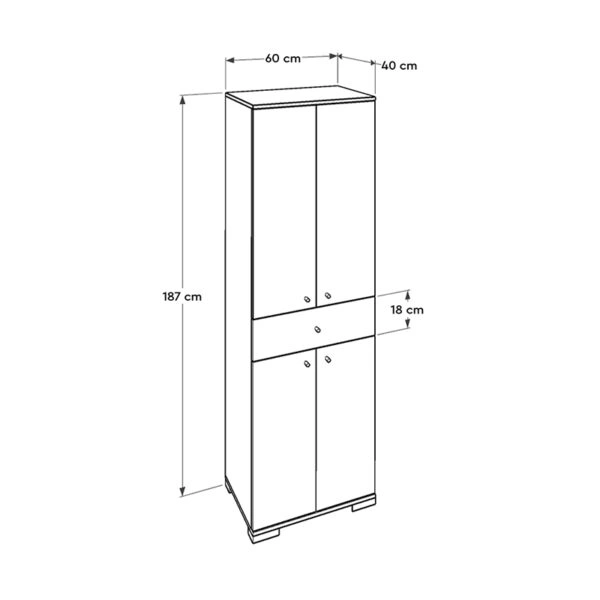 Ντουλάπα ρούχων Diamond δίφυλλη σε χρώμα λευκό 60x38x187εκ.