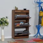 Παπουτσοθήκη μελαμίνης Flat  18 ζεύγων σε χρώμα καρυδί 75x29x128εκ.