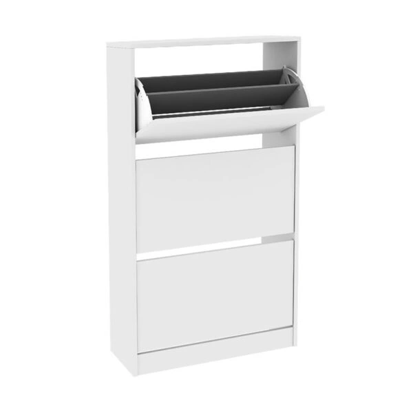 Παπουτσοθήκη μελαμίνης Flat Duo 18 ζεύγων σε χρώμα λευκό 73x26x119εκ.