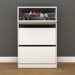 Παπουτσοθήκη μελαμίνης Flat Duo 18 ζεύγων σε χρώμα λευκό 73x26x119εκ.