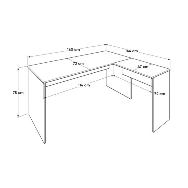 Γραφείο διευθυντικό Rio γωνιακό αναστρέψιμο χρώμα λευκό 160x144x75εκ.
