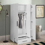 Ντουλάπα ρούχων Bianco τρίφυλλη χρώμα λευκό 103x52x187εκ.