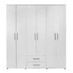 Ντουλάπα ρούχων Bianco  εξάφυλλη χρώμα λευκό 206x52x213εκ.