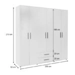Ντουλάπα ρούχων Bianco  εξάφυλλη χρώμα λευκό 206x52x213εκ.