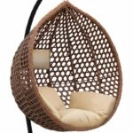 Κρεμαστή κούνια - φωλιά Alicia με wicker cappuccino & μπεζ μαξιλάρια 105x80x195εκ.