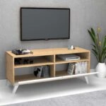 Έπιπλο τηλεόρασης Encoy  από μελαμίνη χρώμα sonoma - λευκό 120x35x50εκ.