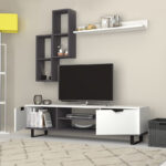 Σύνθεση τηλεόρασης Lonsa  από μελαμίνη χρώμα λευκό 160x35x40εκ.