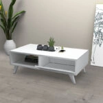 Τραπεζάκι σαλονιού Aster από μελαμίνη χρώμα λευκό 120x56x40εκ.