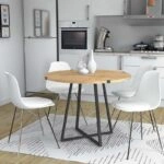 Τραπέζι Rubes  μεταλλικό - μελαμίνης χρώμα sonoma - ανθρακί 100x100x78εκ.