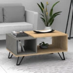 Τραπεζάκι σαλονιού Don μελαμίνης χρώμα sonoma - γκρι σκυροδέματος 90x55x44εκ.