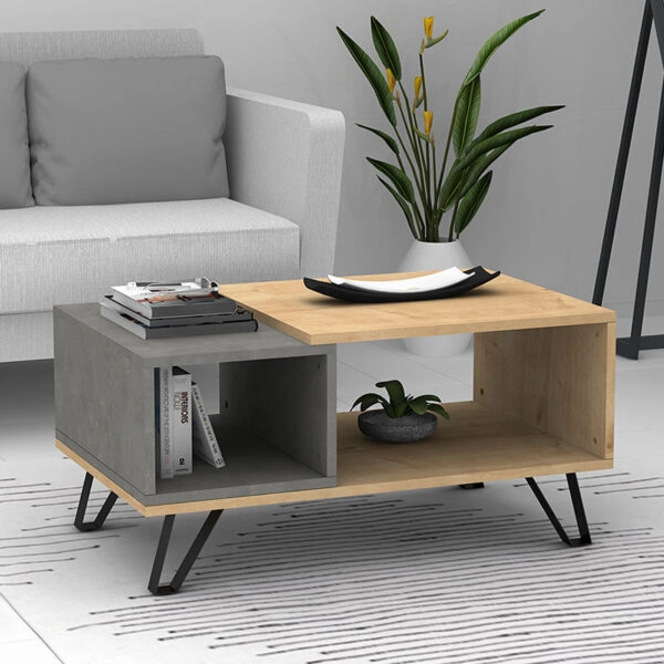 Τραπεζάκι σαλονιού Don μελαμίνης χρώμα sonoma - γκρι σκυροδέματος 90x55x44εκ.