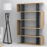 Βιβλιοθήκη μελαμίνης Clint χρώμα sonoma - ανθρακί 108x25x161εκ.