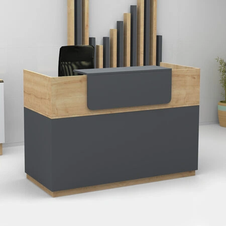 Γραφείο reception μελαμίνης Lemmon χρώμα sonoma - ανθρακί 160x70x110εκ.
