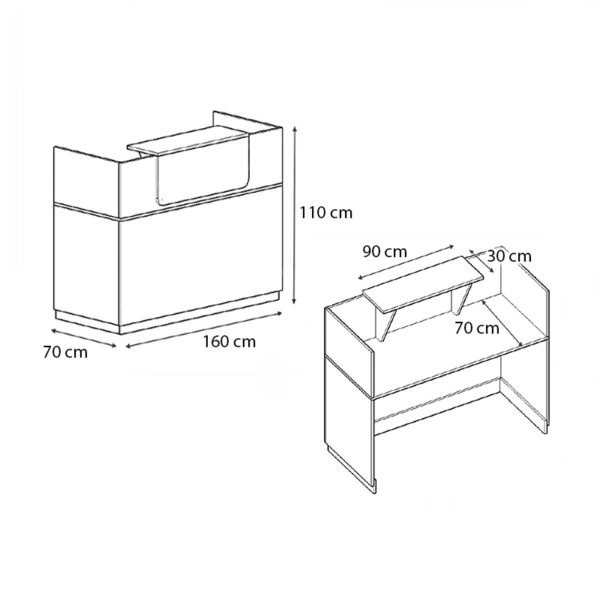 Γραφείο reception μελαμίνης Lemmon  χρώμα sonoma - ανθρακί 160x70x110εκ.