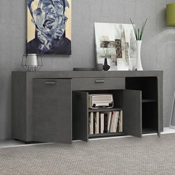 Μπουφές μελαμίνης Joseph χρώμα γκρι σκυροδέματος 177x40x76εκ.