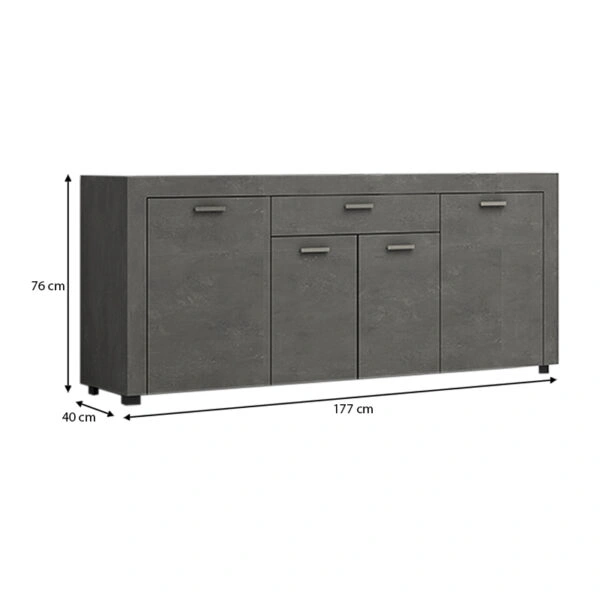 Μπουφές μελαμίνης Joseph χρώμα γκρι σκυροδέματος 177x40x76εκ.