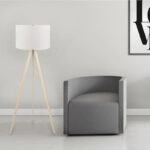 Φωτιστικό δαπέδου Rosling Mdf/ύφασμα Pvc χρώμα φυσικό/λευκό 38x21x140εκ.