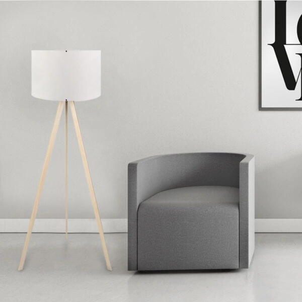 Φωτιστικό δαπέδου Rosling Mdf/ύφασμα Pvc χρώμα φυσικό/λευκό 38x21x140εκ.