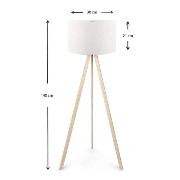 Φωτιστικό δαπέδου Rosling Mdf/ύφασμα Pvc χρώμα φυσικό/λευκό 38x21x140εκ.