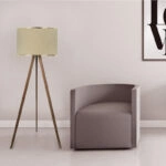 Φωτιστικό δαπέδου Rosling Mdf/ύφασμα Pvc χρώμα καρυδί/μπεζ 38x21x140εκ.