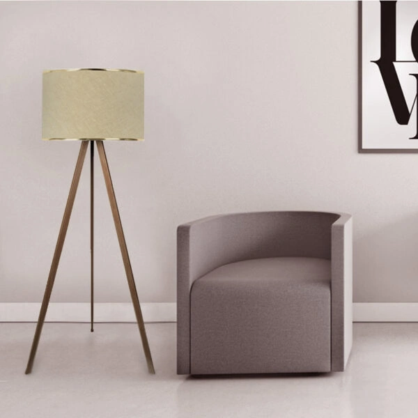 Φωτιστικό δαπέδου Rosling Mdf/ύφασμα Pvc χρώμα καρυδί/μπεζ 38x21x140εκ.