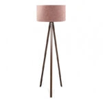Φωτιστικό δαπέδου Rosling  Mdf/ύφασμα Pvc χρώμα καρυδί - dusty rose 38x38x140εκ.