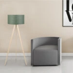 Φωτιστικό δαπέδου Rosling  Mdf/ύφασμα Pvc χρώμα φυσικό/χακί 38x38x140εκ.