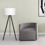 Φωτιστικό δαπέδου Rosling Mdf/ύφασμα Pvc χρώμα μαύρο - λευκό 38x38x140εκ.