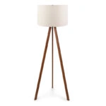 Φωτιστικό δαπέδου Rosling  Mdf/ύφασμα Pvc χρώμα καρυδί/μπεζ 38x21x140εκ.