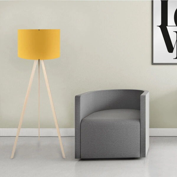 Φωτιστικό δαπέδου Rosling Mdf/ύφασμα Pvc χρώμα φυσικό/κροκί 38x21x140εκ.