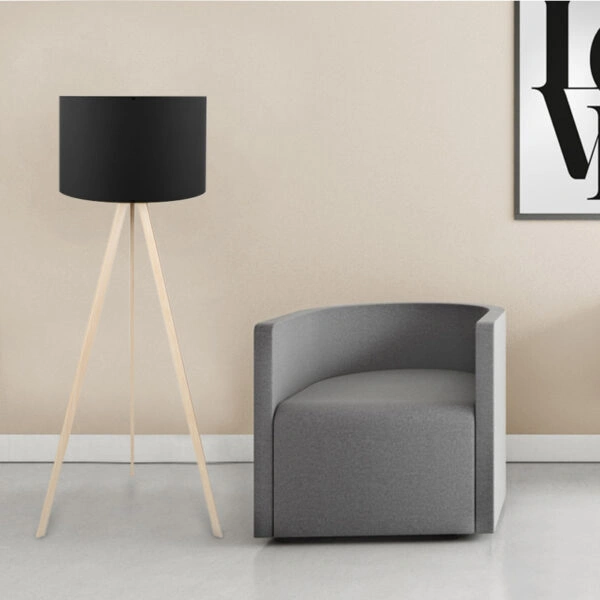 Φωτιστικό δαπέδου Rosling Mdf/ύφασμα Pvc χρώμα φυσικό/μαύρο 38x21x140εκ.