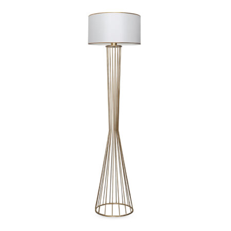 Φωτιστικό δαπέδου Clarke μέταλλο/ύφασμα χρώμα χρυσό/λευκό 38x21x155εκ.