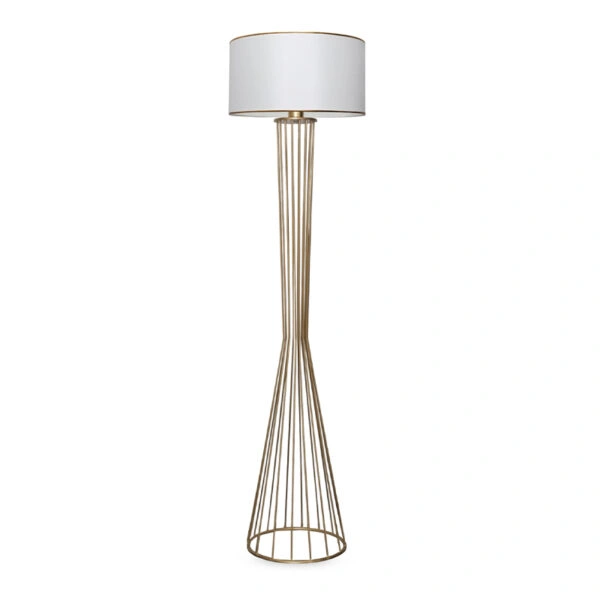 Φωτιστικό δαπέδου Clarke μέταλλο/ύφασμα χρώμα χρυσό/λευκό 38x21x155εκ.