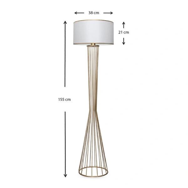 Φωτιστικό δαπέδου Clarke μέταλλο/ύφασμα χρώμα χρυσό/λευκό 38x21x155εκ.