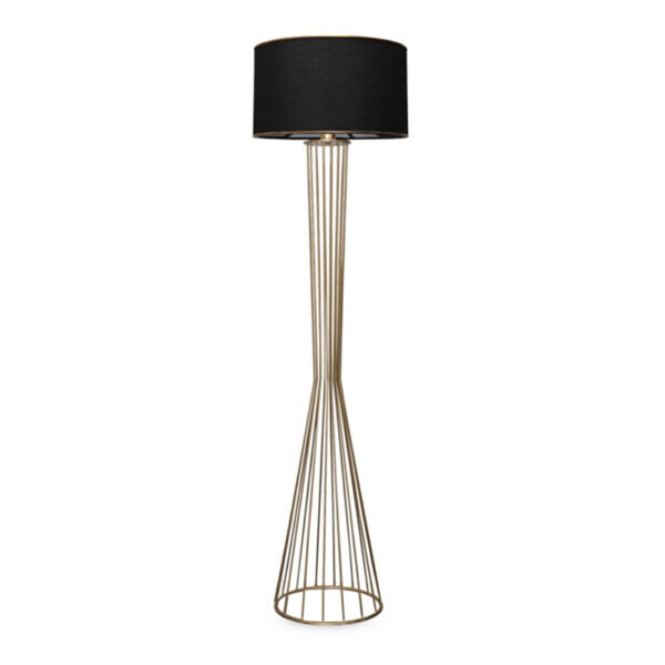 Φωτιστικό δαπέδου Clarke μέταλλο/ύφασμα χρώμα χρυσό/μαύρο 38x21x155εκ.