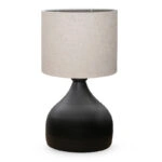 Φωτιστικό επιτραπέζιο Neil ύφασμα/μέταλλο χρώμα κρεμ/μαύρο 18,5x17x32εκ.