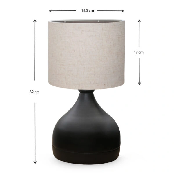 Φωτιστικό επιτραπέζιο Neil ύφασμα/μέταλλο χρώμα κρεμ/μαύρο 18,5x17x32εκ.