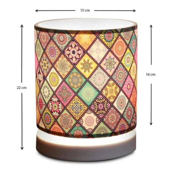 Φωτιστικό επιτραπέζιο Hassard ύφασμα/Mdf χρώμα πολύχρωμο/λευκό 15x16x22εκ.