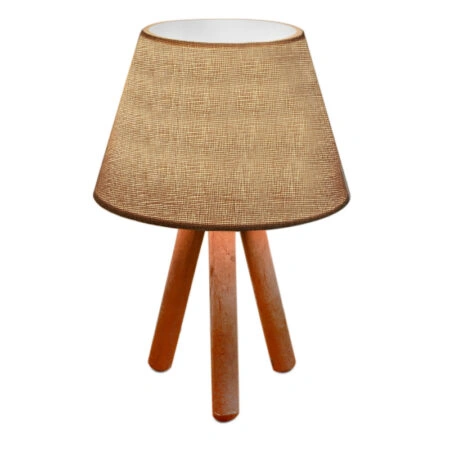 Φωτιστικό επιτραπέζιο Lander ύφασμα Pvc/ξύλο χρώμα μπεζ άμμου/καφέ 22x17x32εκ.