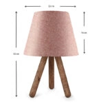 Φωτιστικό επιτραπέζιο Lander ύφασμα Pvc/ξύλο χρώμα ροζ/καφέ 22x14x32εκ.