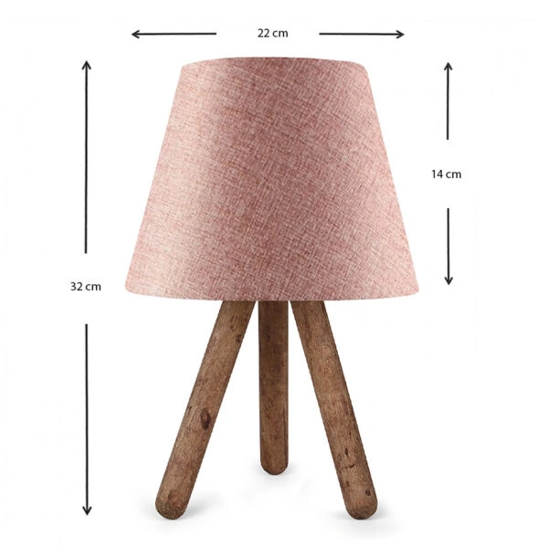 Φωτιστικό επιτραπέζιο Lander ύφασμα Pvc/ξύλο χρώμα ροζ/καφέ 22x14x32εκ.