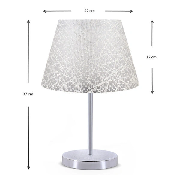 Φωτιστικό επιτραπέζιο Jules  ύφασμα Pvc χρώμα λευκό/ασημί 22x17x37εκ.