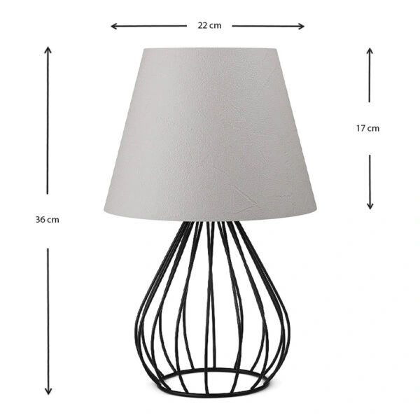 Φωτιστικό επιτραπέζιο Akerlind  ύφασμα Pvc/μέταλλο χρώμα ανοιχτό γκρι/μαύρο 22x17x36εκ.