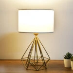 Φωτιστικό επιτραπέζιο Vanstone  ύφασμα/μέταλλο χρωμα κρεμ/χρυσό 24x15x39εκ.