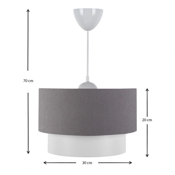 Φωτιστικό οροφής Whitehouse  υφασμάτινο μονόφωτο χρώμα γκρι 30x20x55εκ.