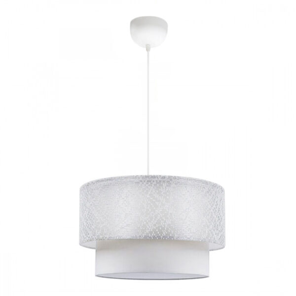 Φωτιστικό οροφής Barnhart υφασμάτινο μονόφωτο χρώμα λευκό 30x30x70εκ.